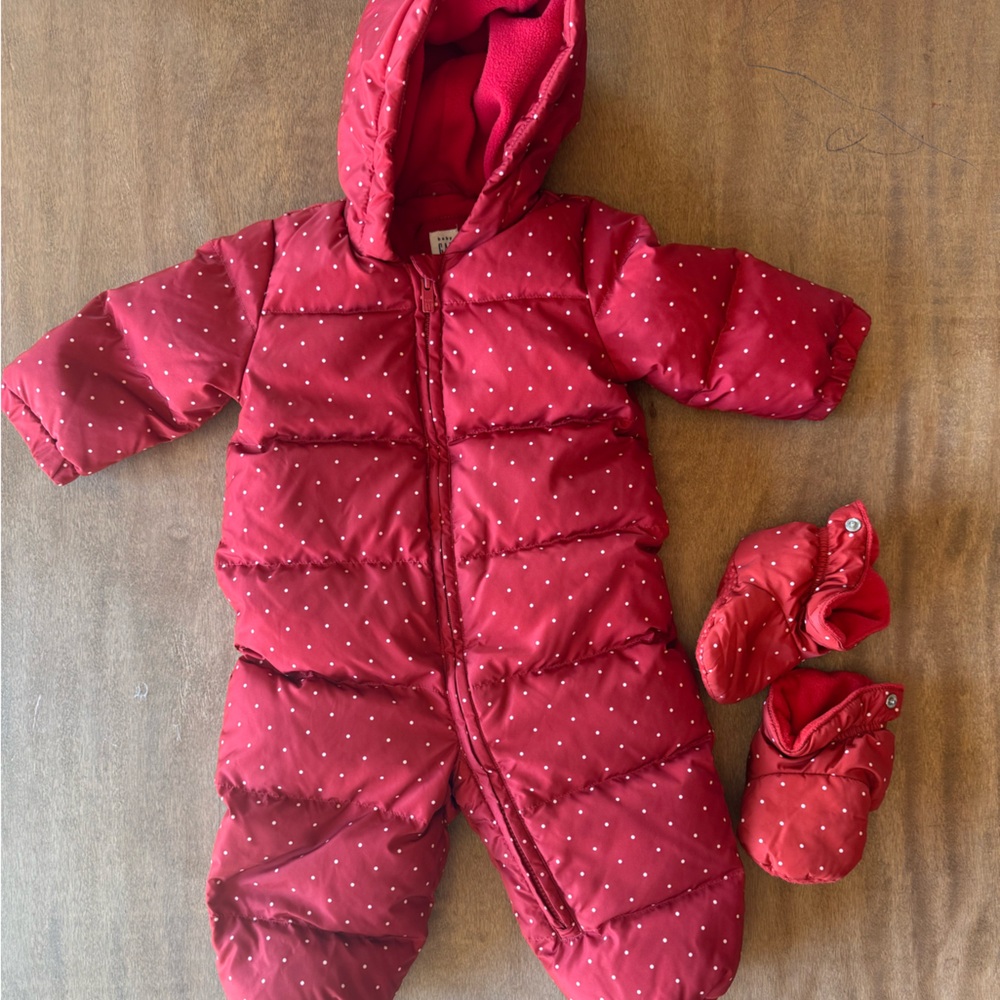 GAP Red Baby Snowsuit with White Dots